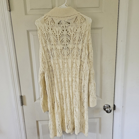 NWOT Free People Elton Mini Crochet Knit V-Neck Oversized Sweater Dress - Picture 4 of 6